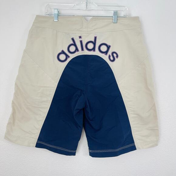 Adidas Board‎ Shorts Mens L Beige Navy Athletic 2004 Olympic Team USA Y2K Swim - Picture 2 of 8